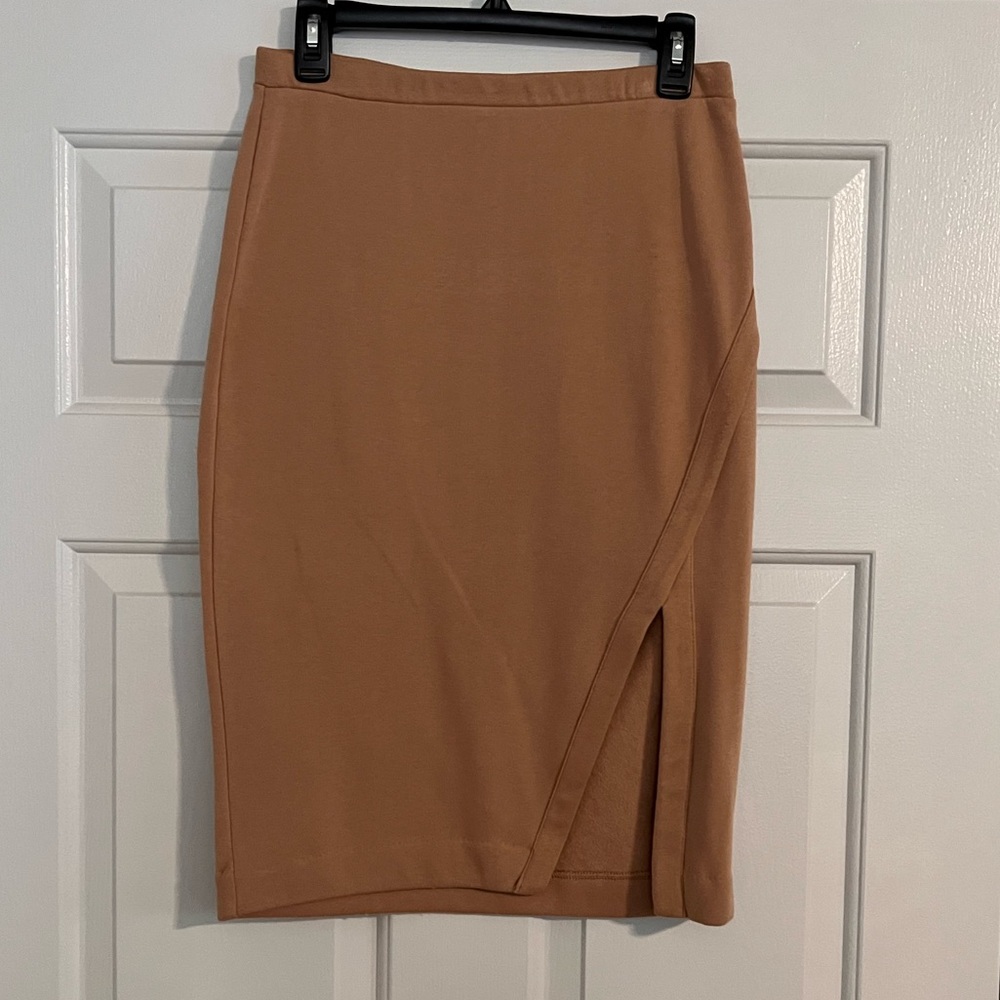 Express Tan Skirt with Front Slit